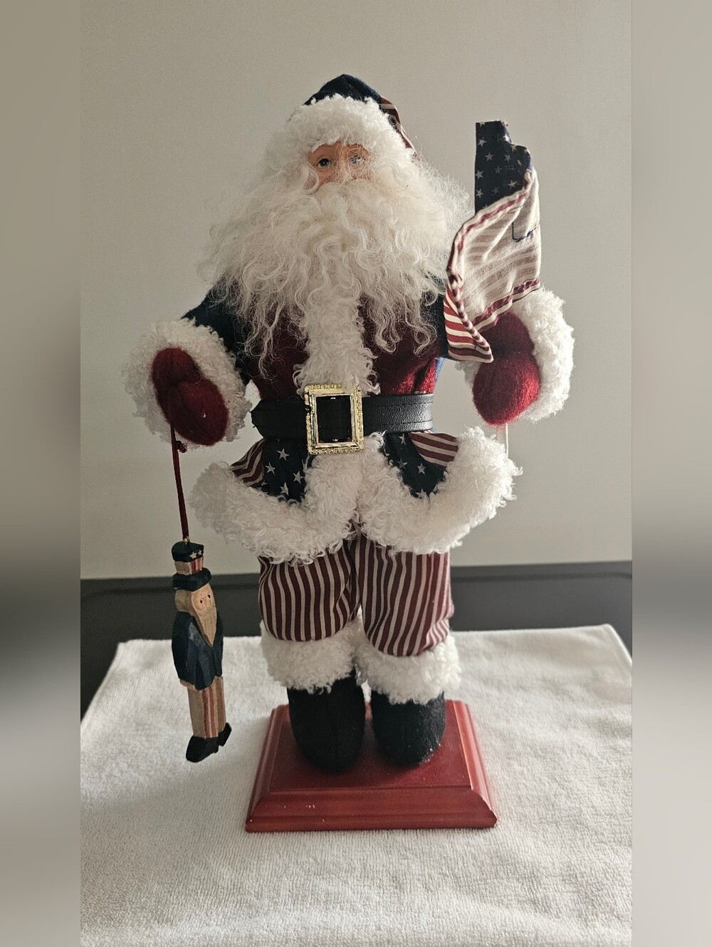 Patriotic Santa Claus Figure Americana Christmas Decor Holiday Collectible